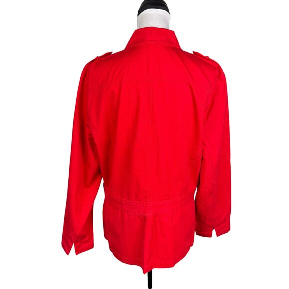 Josephine Chaus Cherry Red 100% Cotton Sport Long Sleeve Casual Utility Jacket - Picture 7 of 13